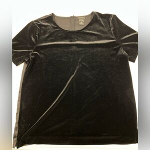 Ann Taylor Factory Black Velvet Short Sleeve Blouse Size‎ L